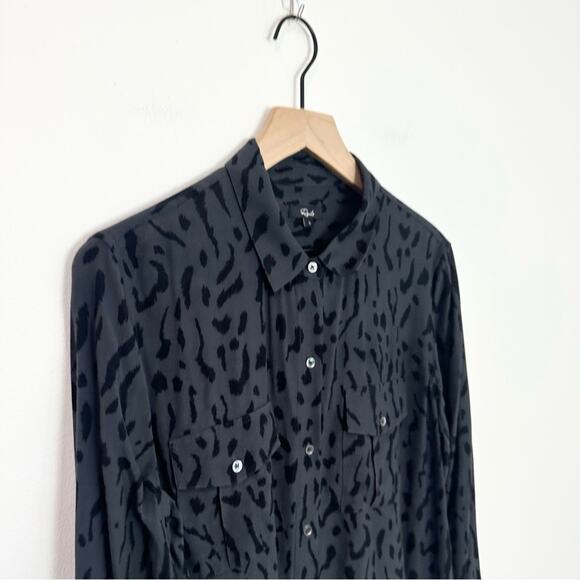 Rails Rhett Long Sleeve Button Down Shirt Ash Cheetah Large - Picture 4 of 7